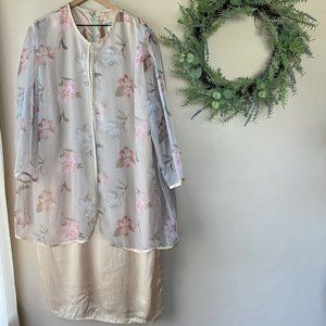 Vintage 80s After Dark Champagne Floral Dress